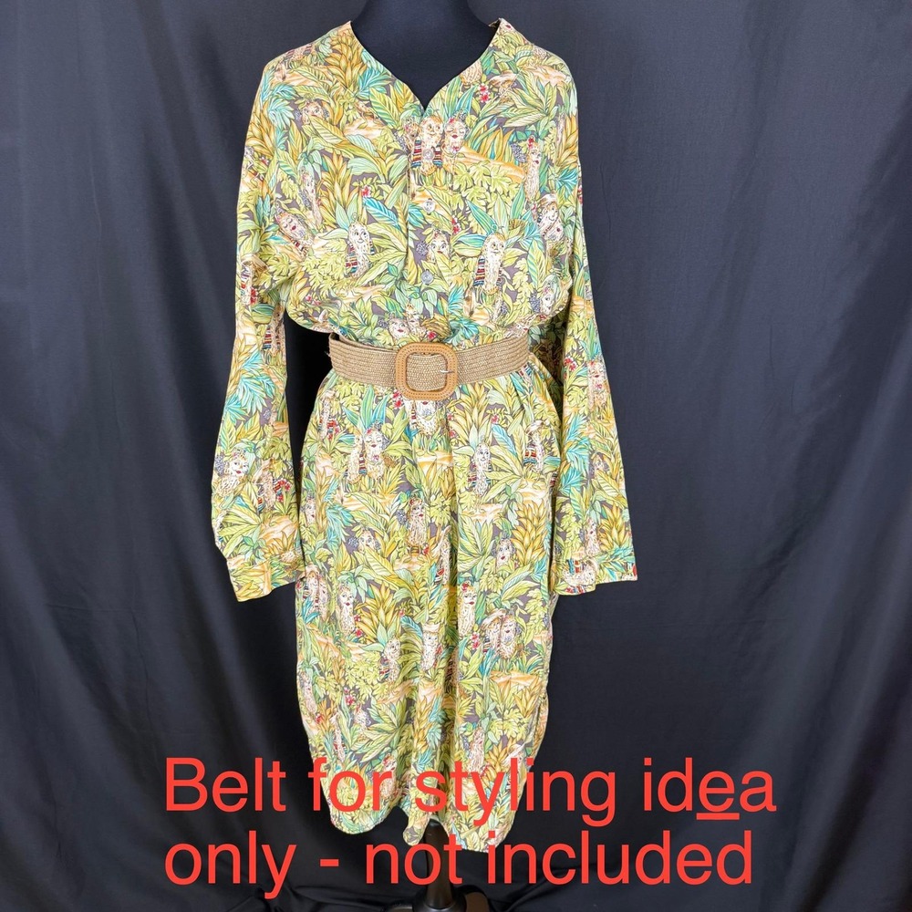 Vintage 90s Charles Goodnight Cotton Novelty Peanut Fiesta Jungle Nightshirt OS - Picture 3 of 13
